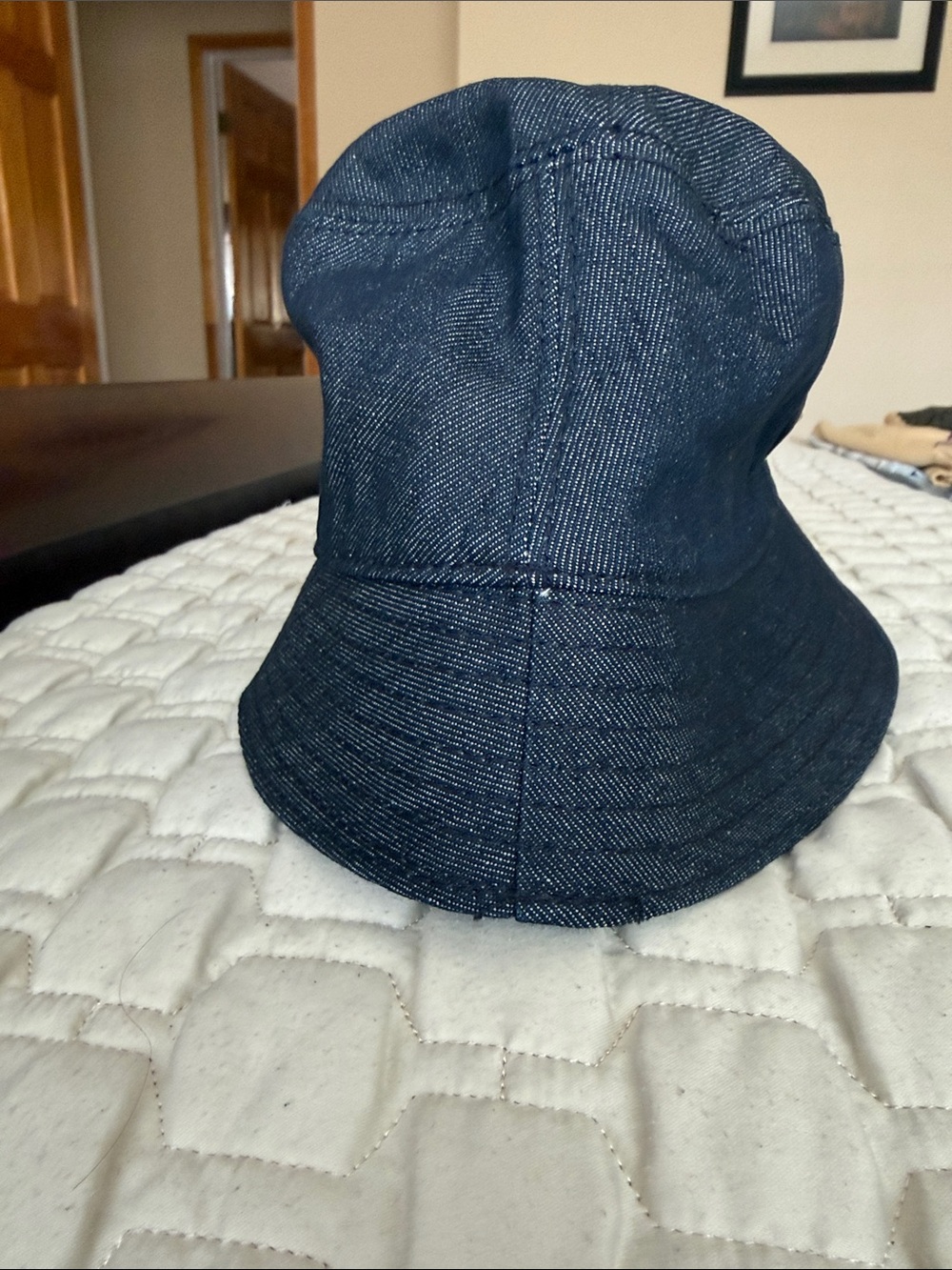 Prada Dark Blue Denim Bucket Hat with Triangle Logo - Picture 3 of 5